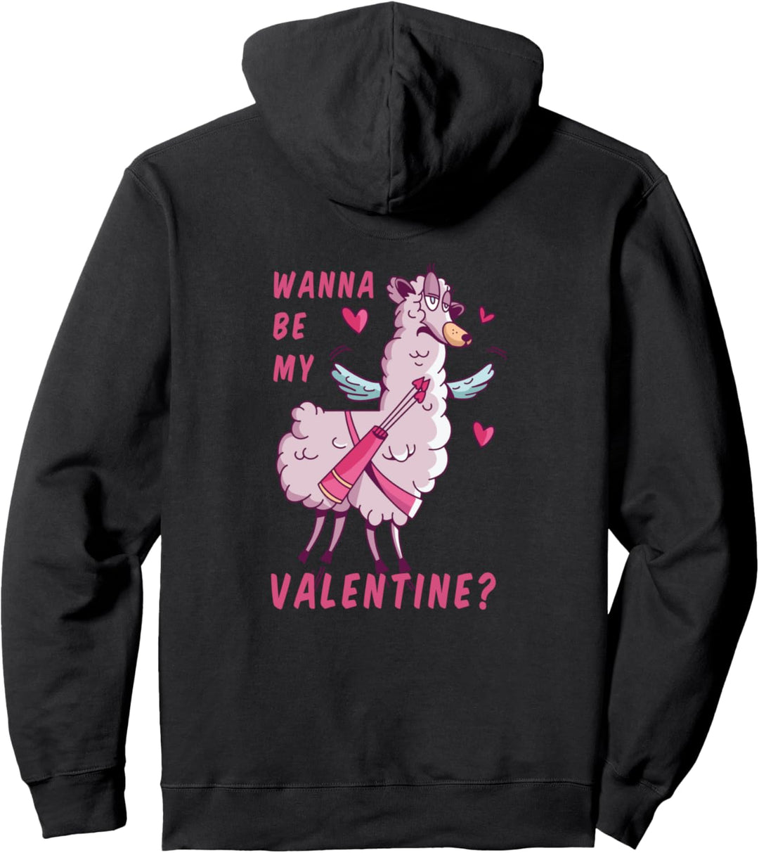 Wanna Be My Valentine? Liebe Valentinstag Lama Alpaka Pako Pullover Hoodie