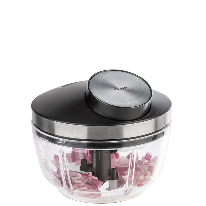 GEFU Multizerkleinerer ZIZO 450 ml | manueller Küchenzerkleinerer mit Seilzug & Edelstahlklingen | O