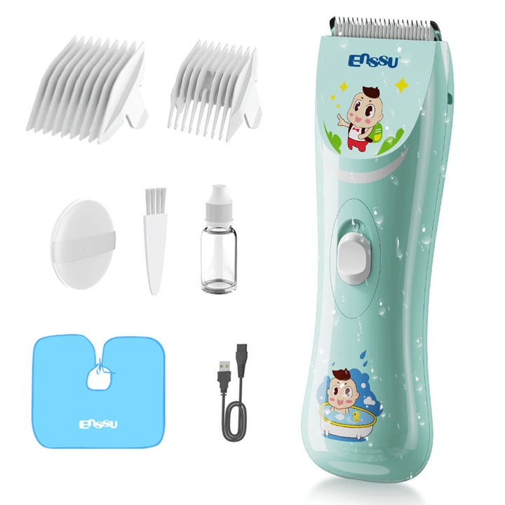 ENSSU Elektronischer Baby Haarschneidemaschine, Wasserdicht Kinder Ruhig Haartrimmer mit 2 Führungen