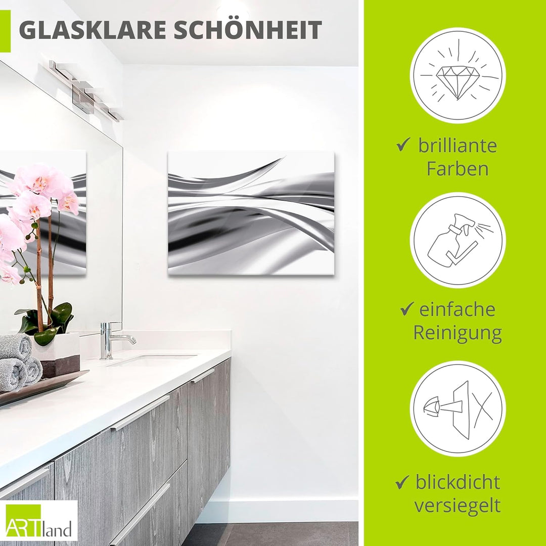 ARTland Glasbilder Wandbild Glas Bild einteilig 80x60 cm Querformat Moderne Kunst Abstrakt Modern Ra