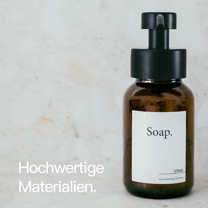 Designfabrik Hamburg | Glas Seifenspender Bad | Edelstahl-Pumpspender für Flüssigseife | Spülmittels