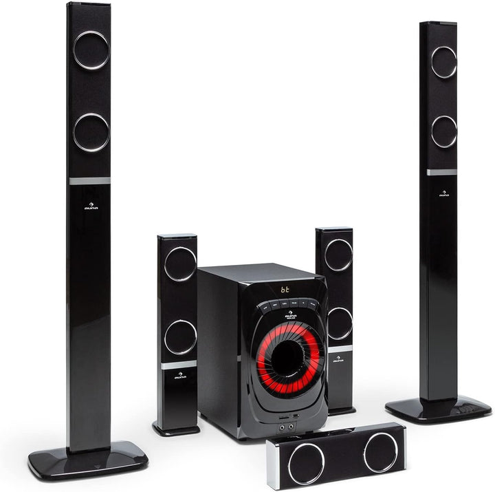 auna Areal 825 5.1 Soundsystem - 5.1 Heimkinosystem mit 200 Watt Leistung RMS, 8" Heimkino Subwoofer