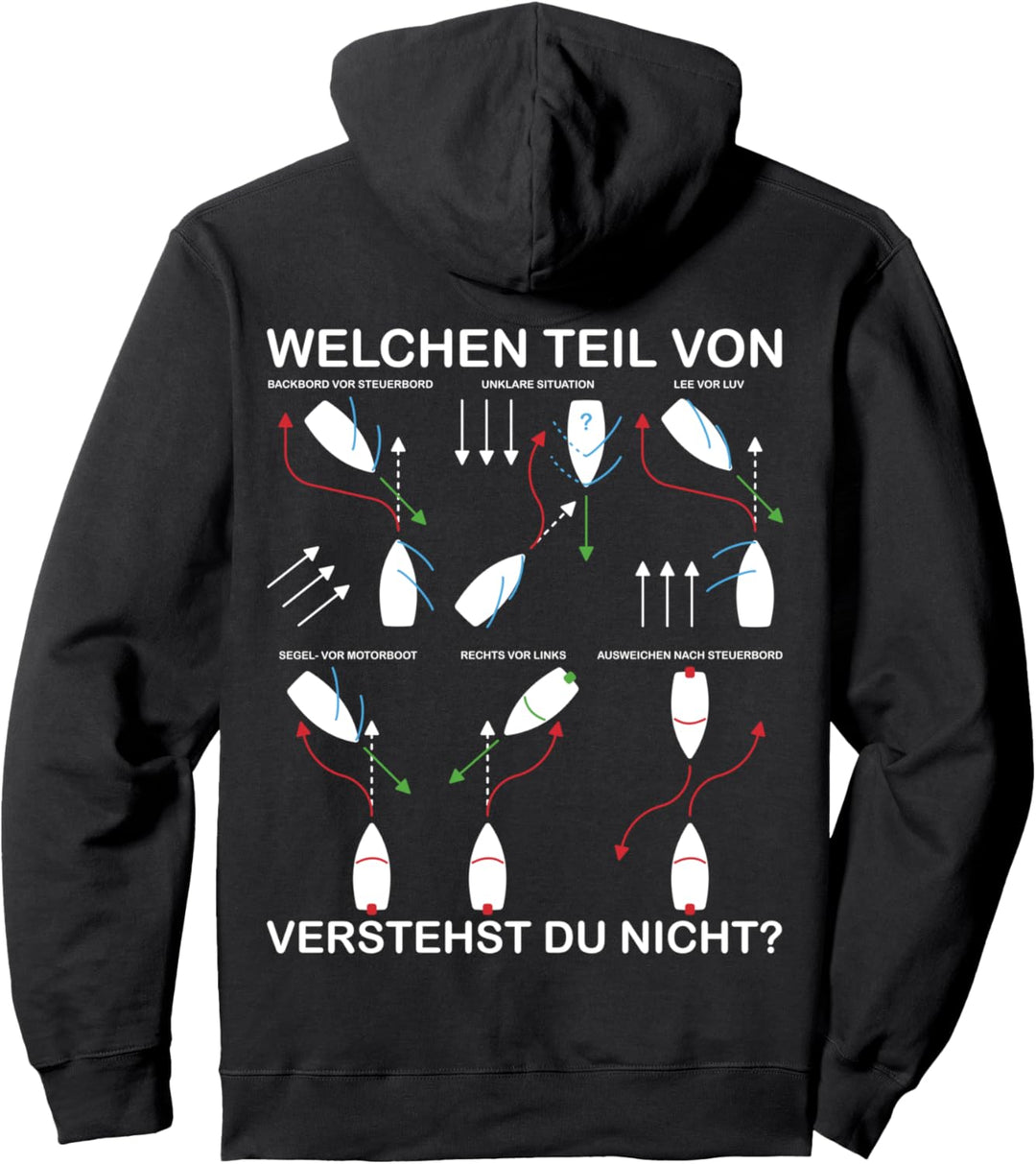 Ausweichregeln KVR Lustiges Boot, Schiff & Yacht Rückenprint Pullover Hoodie