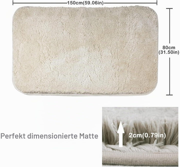 FCSDETAIL Rutschfeste, Hochflor Badteppiche 80X150 cm, Maschinenwaschbare Badematte, Badvorleger mit