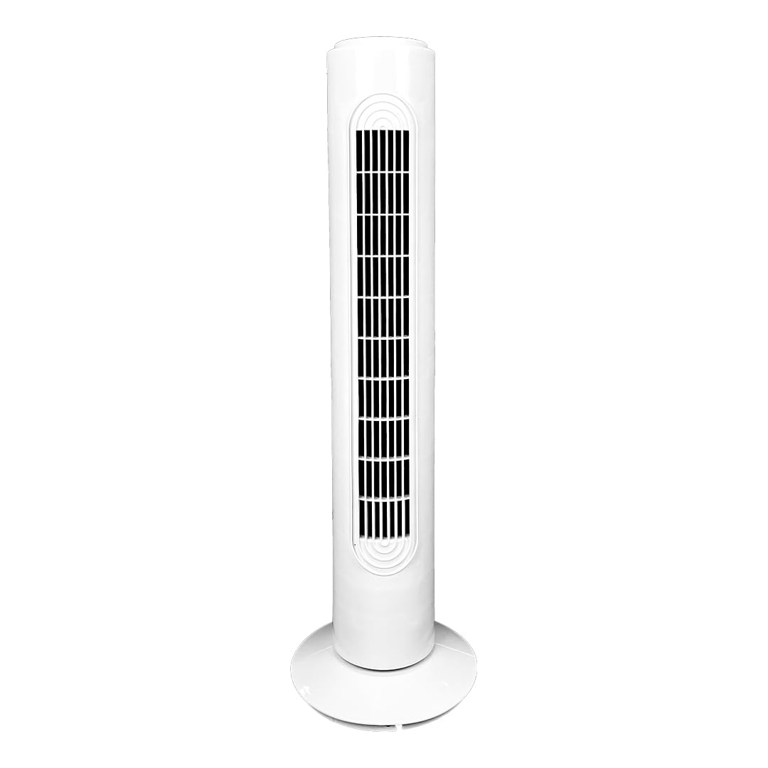 GROWMANIA.ES Säulenventilator, 45 W, weiss | leiser Turmventilator | 3 Geschwindigkeitsstufen | auto