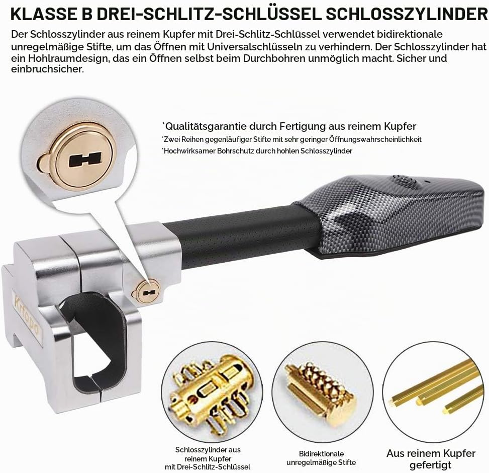 Lenkradschloss Alarm Sicherheit lenkradkralle für Auto Anti Diebstahl Verschluss Einziehbare Schutz