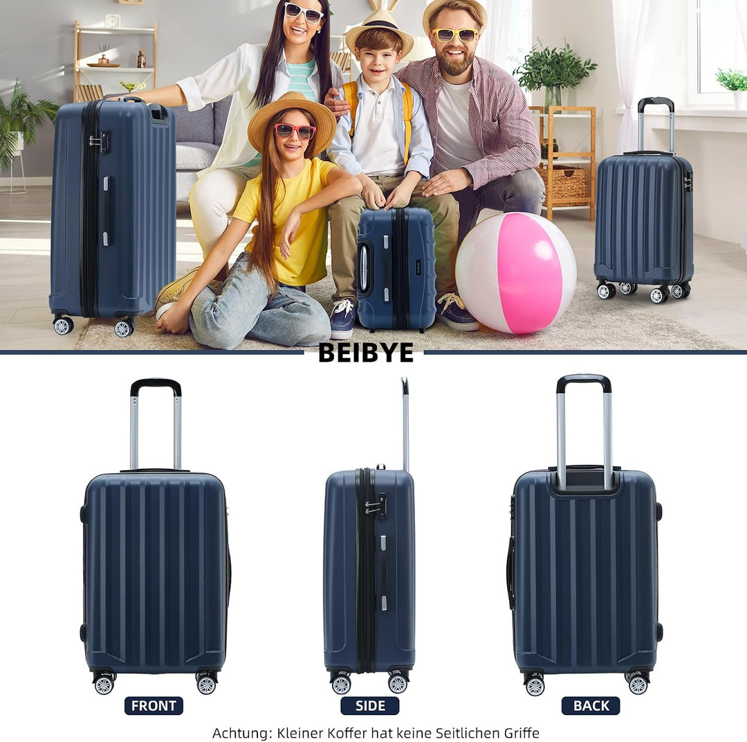 BEIBYE TSA-Schloss 2080 Zwillingsrollen 3 TLG. Reisekofferset Koffer Kofferset Trolley Trolleys Hart
