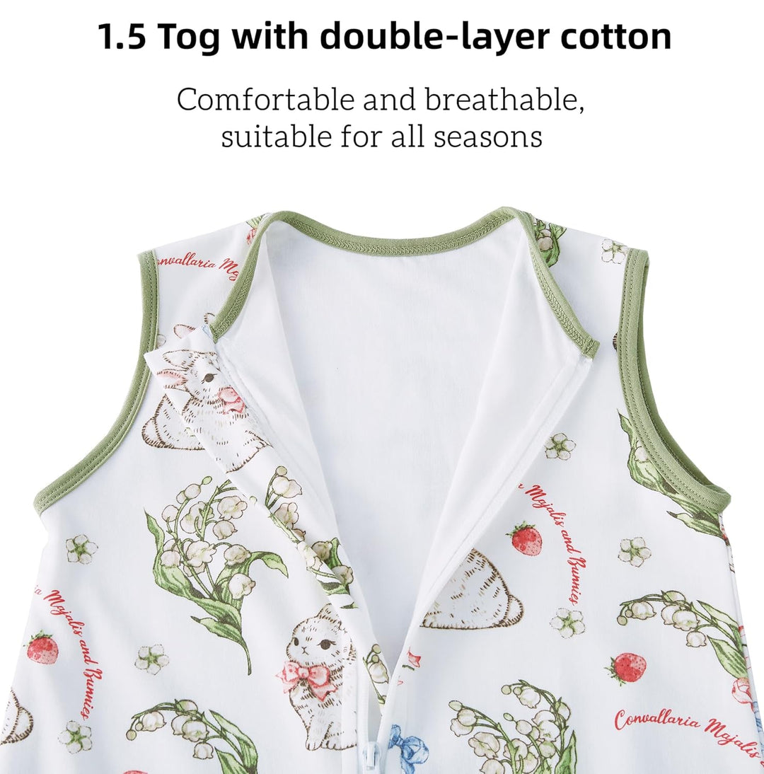 Chilsuessy Baby Schlafsack mit Beinen 1.5 Tog Schlafsack 100% Baumwolle Ganzjahres Schlafsack mit Fü