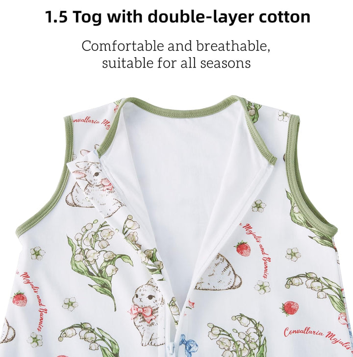 Chilsuessy Baby Schlafsack mit Beinen 1.5 Tog Schlafsack 100% Baumwolle Ganzjahres Schlafsack mit Fü