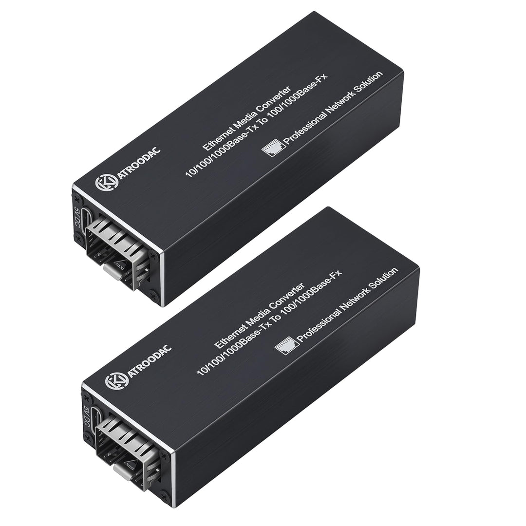 2 Stück Mikro Gigabit Glasfaser Ethernet Medienkonverter – 10/100/1000BASE-T RJ45 auf SFP, Duale Str