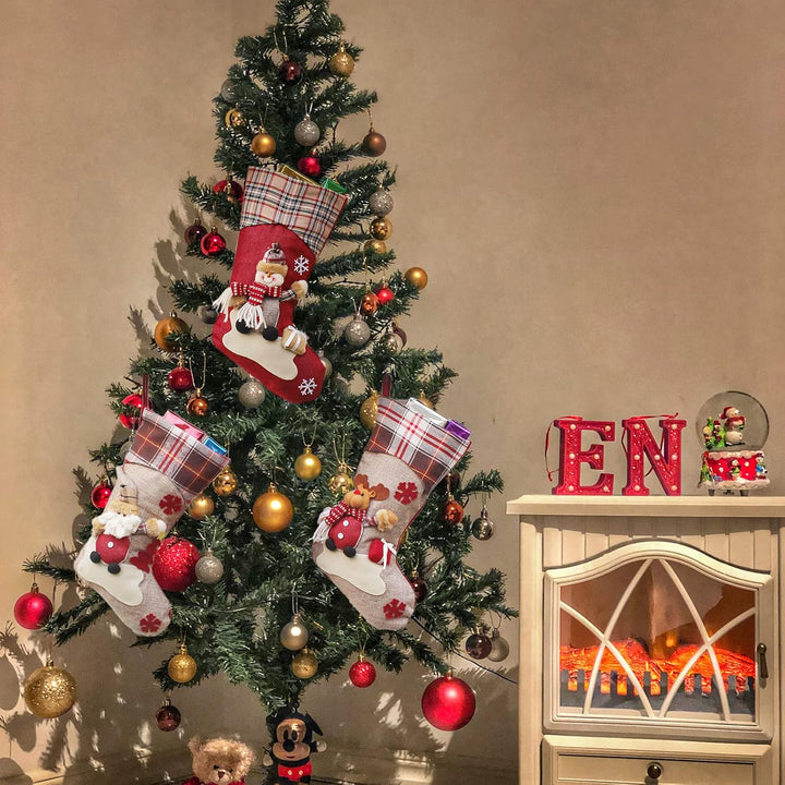 Nikolausstrumpf Set 3er Set Weihnachtsstrumpf Kamin 46cm Nikolausstiefel zum Befüllen Schneemann Elc