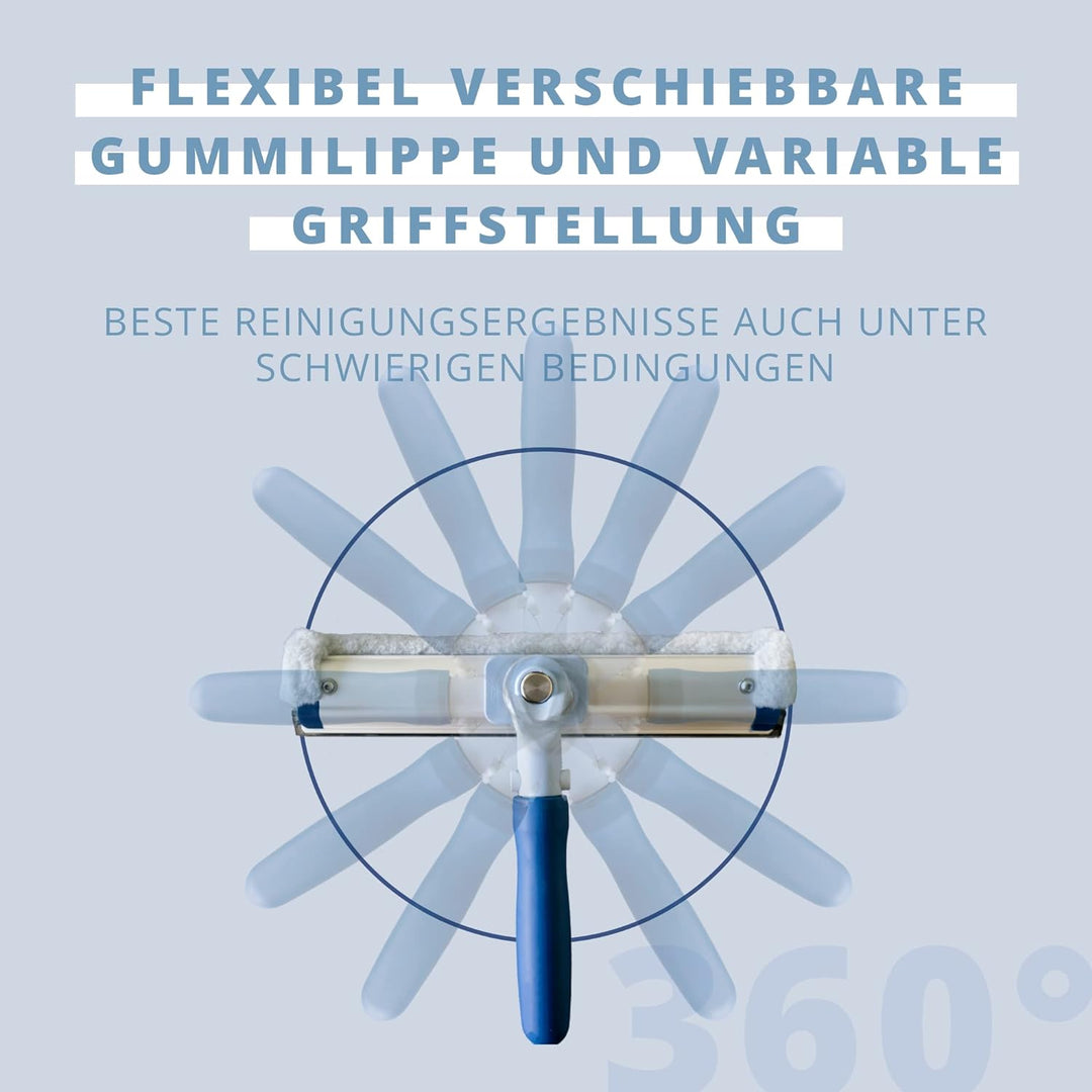 Ha-Ra Fensterwischer ERA 19 cm I All-In-One Abzieher & Einschäumer I Aluminium-Schiene I 30 m² Fenst