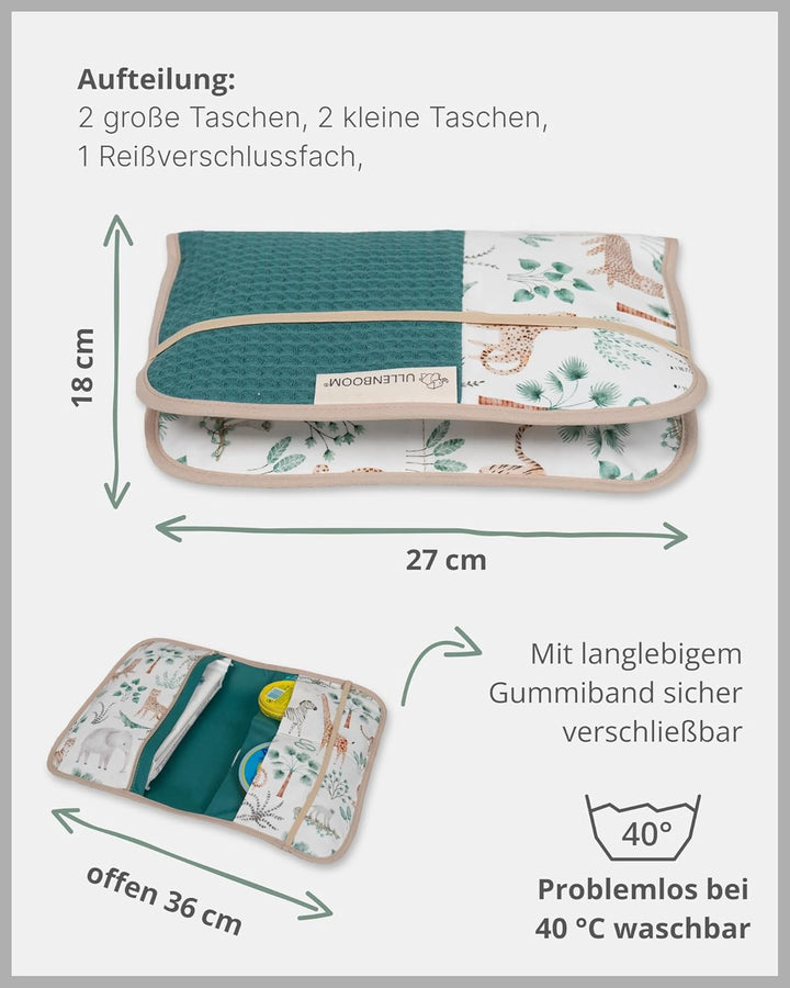 ULLENBOOM ® Windeltasche für unterwegs Madagaskar (Made in EU) - Wickeltasche für bis zu 3 Windeln,