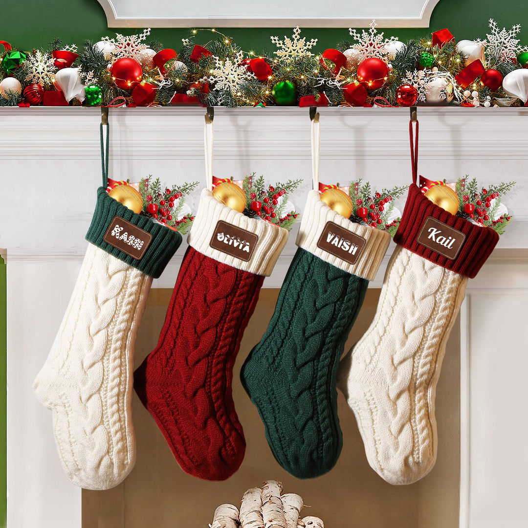 NIBESSER Weihnachtsstrumpf Personalisiert 2er Set Nikolausstrumpf mit Benutzerdefinierte Namen 18” G