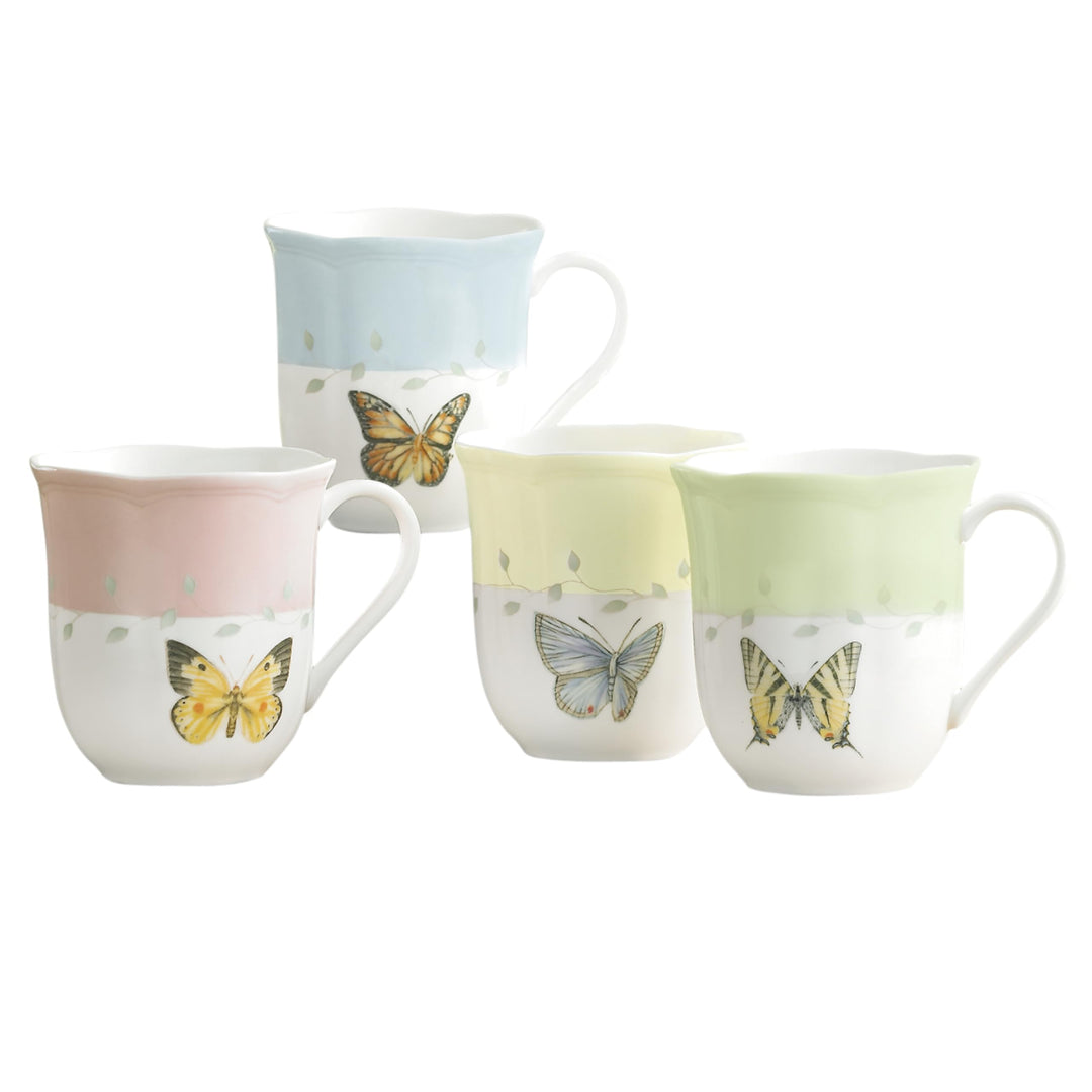 Lenox Tassen-Set mit Schmetterlingswiese, Weiss, 4 Stück, Tasse
