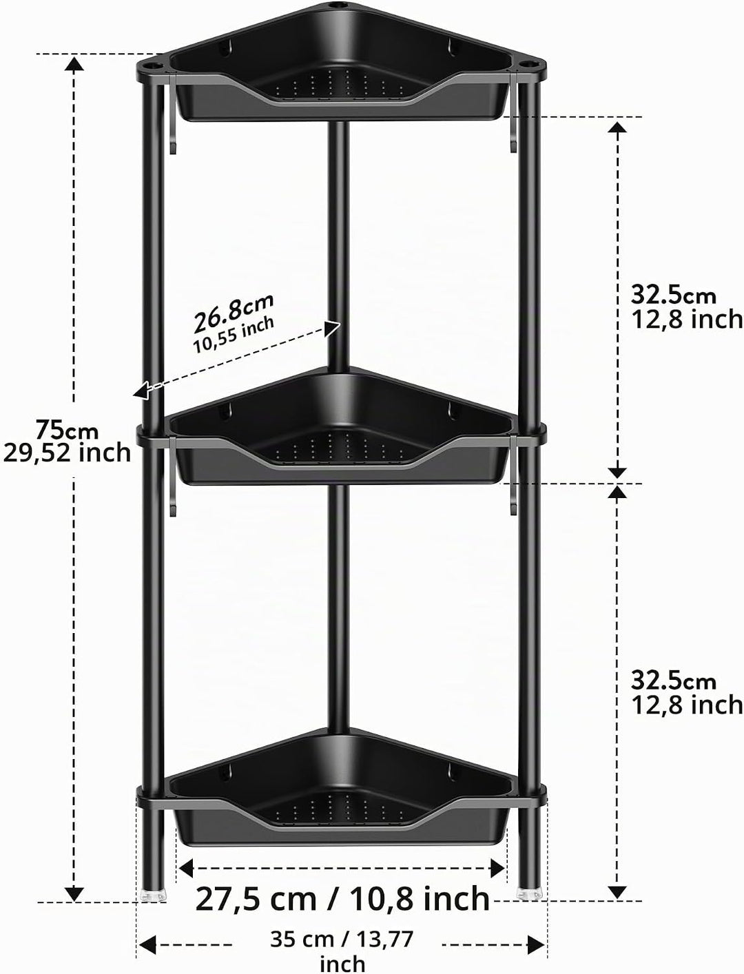 Orimade 3 Stück Duschregal Stehend Rostfrei,Ecke Duschablage Freistehende, Duschablage ohne Bohren f