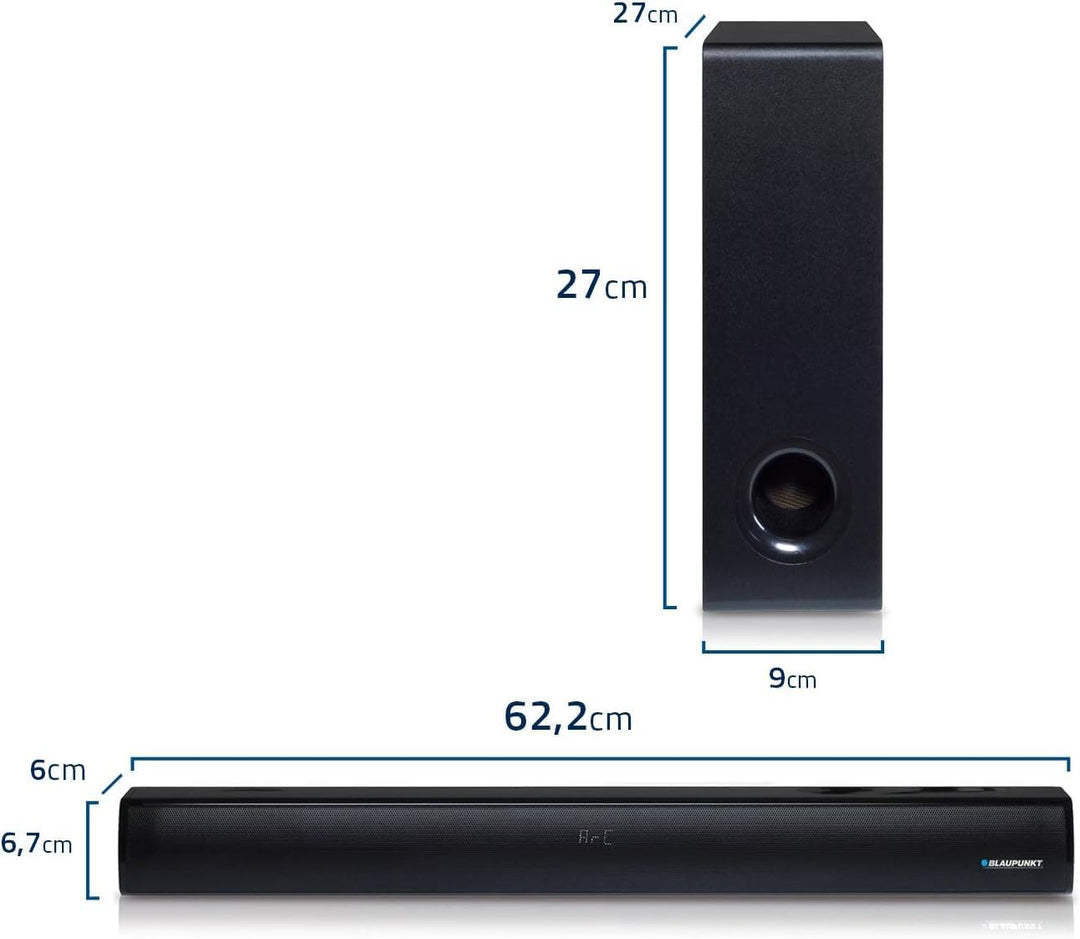 Blaupunkt LS 1825 Soundbar mit Subwoofer 2.1, 60 Watt RMS, kabelloses Bluetooth-Gerät für Streaming,