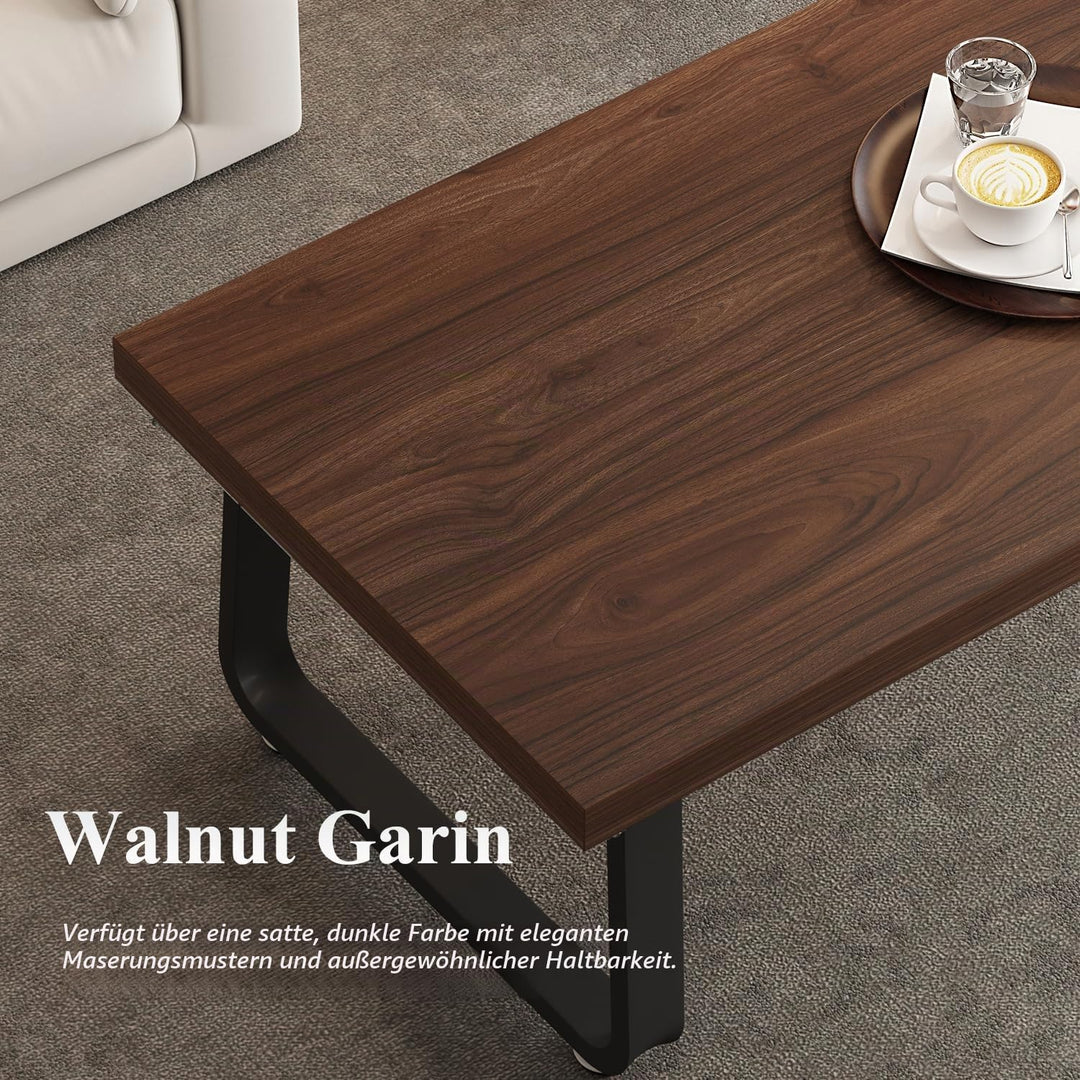 HSH Couchtisch Schwarz 100 x 55 x 46.5 cm Walnuss, 55T x 100B x 46.5H cm Walnuss