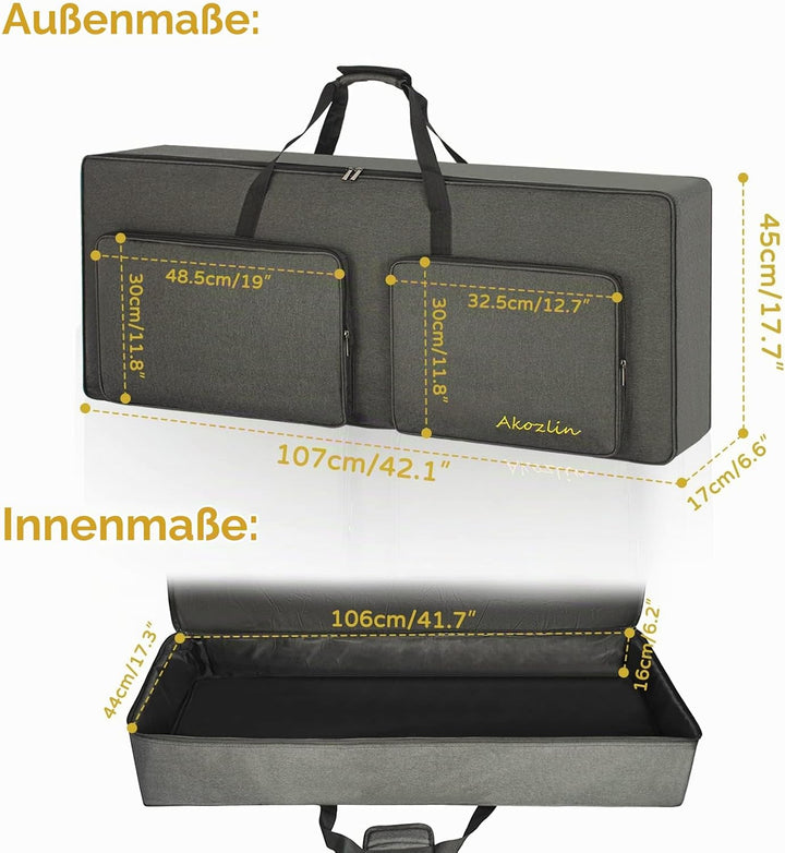 AKOZLIN 61-Tasten-Keyboardtasche, tragbar, robust, gepolstert, Gigbag, universell, wasserdicht, Oxfo