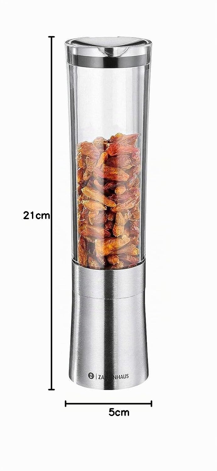 Zassenhaus Chilimühle Diavolo aus Acryl und Edelstahl in der Farbe Silber-Transparent, Höhe: 21cm, 0