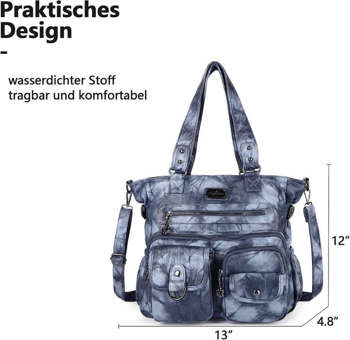 Angel Kiss Handtasche Damen Schultertasche Multifunktionale Umhängetaschen Gewaschenes Veganes Leder