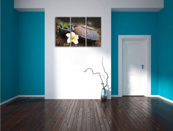 Pixxprint Teekanne als Leinwandbild/Grösse: 3 Teilig (120x80) cm/Wandbild/Kunstdruck/fertig bespannt