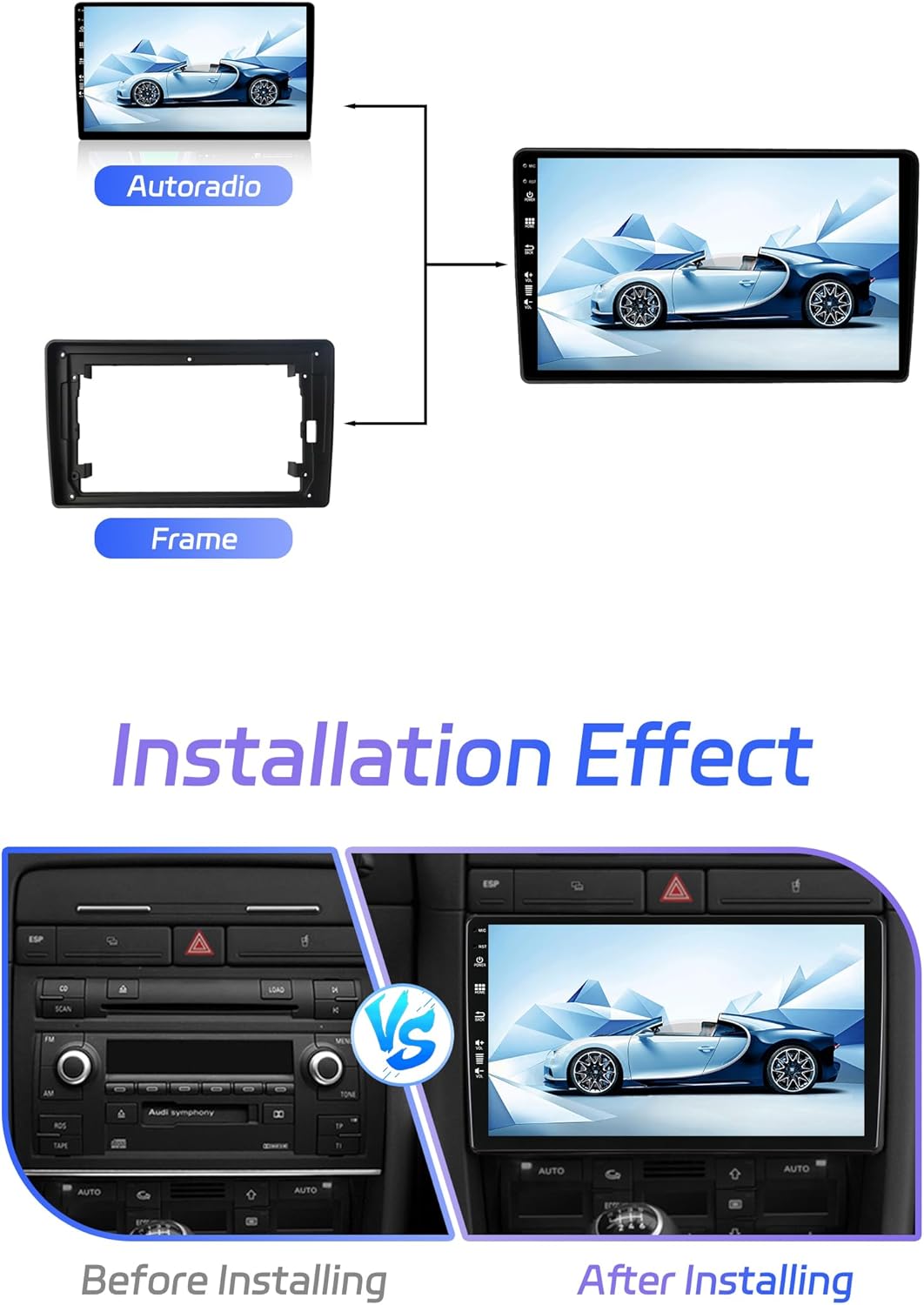 JOYX Android 12 Autoradio 9 Zoll Passt für Audi A4 (2003-2011) - [4G+64G] - Eingebaut DSP/Carplay/An