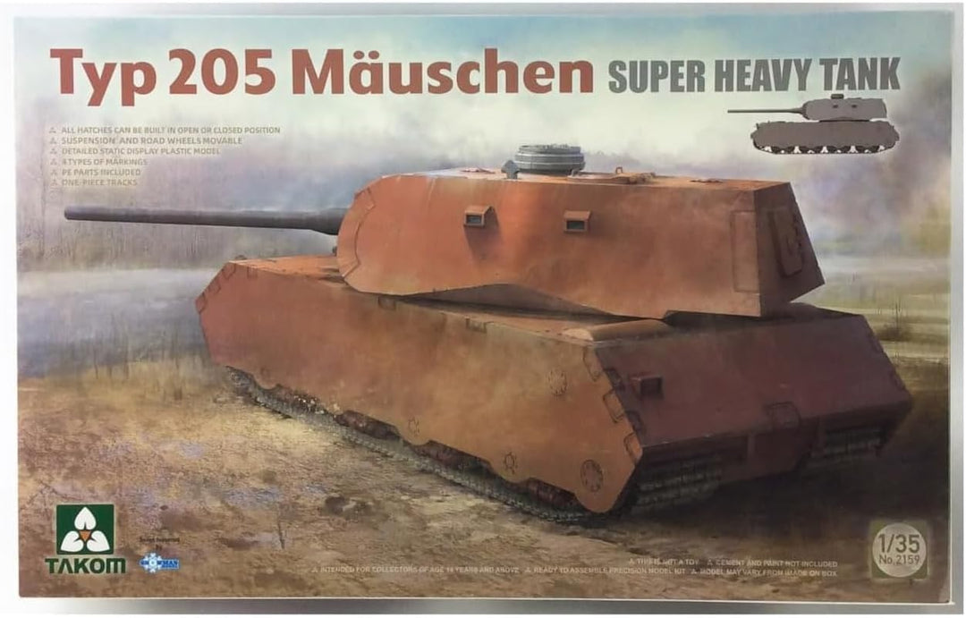 Takom 2159 TAK2159 Typ 205 Mäuschen Super Heavy Tank Massstab 1:35 - Modellbau