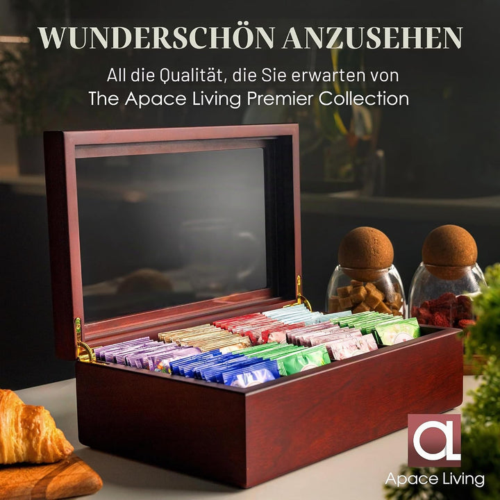 Tee Box von Apace Living - Luxeriöse Tee Aufbewahrung Box Holz – 8 Fächer für die Aufbewahrung von T