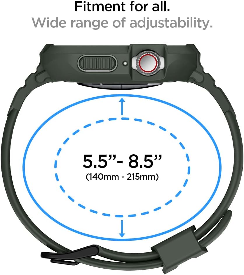 Spigen Rugged Armor Pro Hülle mit Band für Apple Watch 45/44mm | TPU-Unibody-Hülle mit Armband, Carb