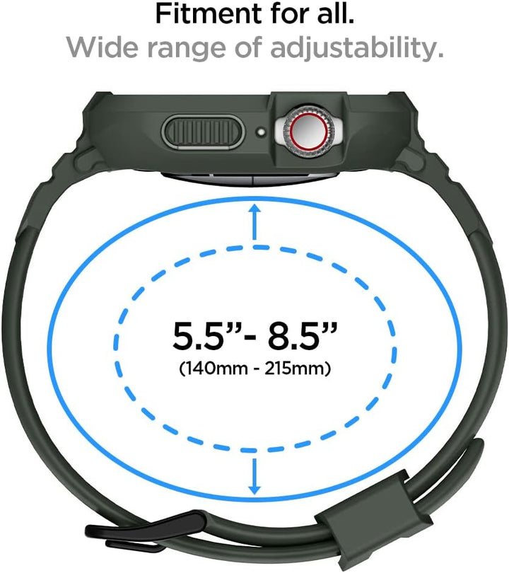 Spigen Rugged Armor Pro Hülle mit Band für Apple Watch 45/44mm | TPU-Unibody-Hülle mit Armband, Carb