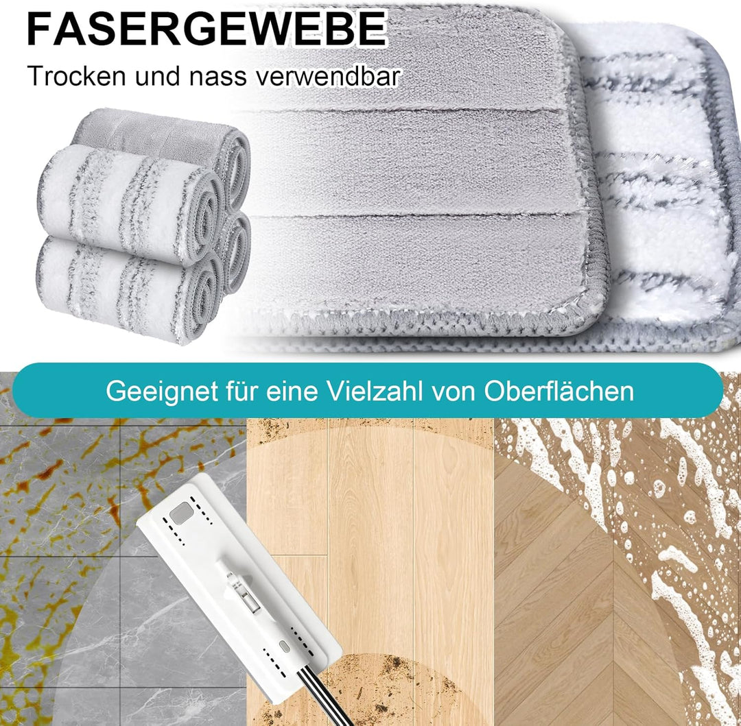 Masthome Wischmopp Set mit Eimer, 140cm Edelstahl Griff Wischmopp und Putzeimer Set, Bodenwischer Se