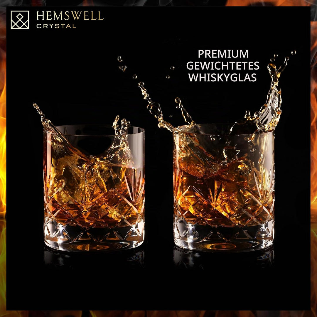 Hemswell Kristall Whisky Gläser Set, 2 Stück – 310 ml, altmodische Gläser, Whisky-Becher – tradition