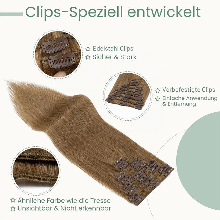 Rich Choices Clip in Extensions Echthaar 8 Stück Clip Extensions 25cm 