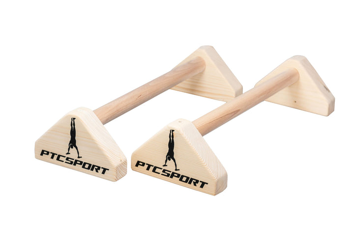 PTCSPORT Liegestützgriffe – 2x gelenksschonende & rutschfeste Holz Liegestützgriffe – Calisthenics E