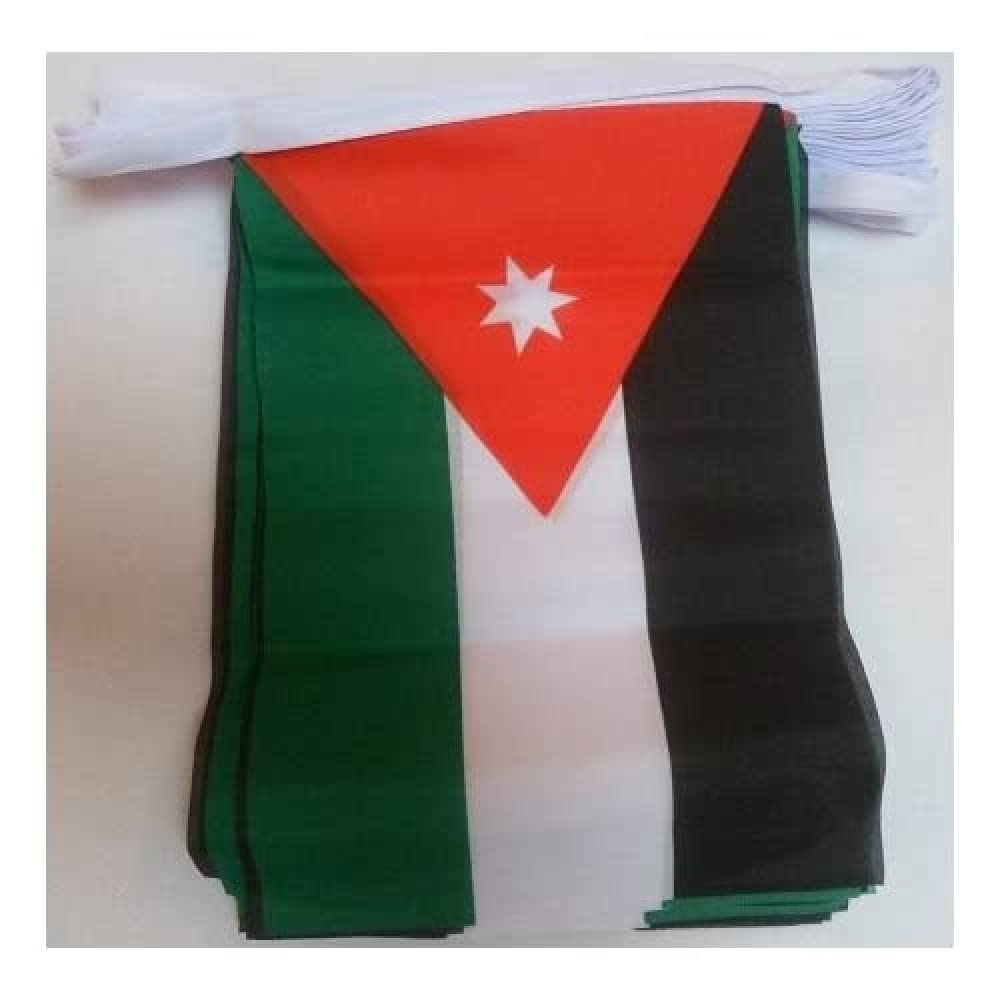 AZ FLAG FAHNENKETTE JORDANIEN 12 Meter mit 20 flaggen 45x30cm- JORDANISCHE Girlande Flaggenkette 30
