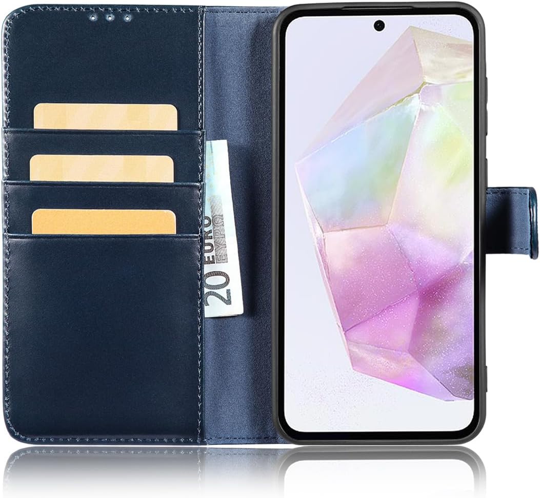 LENSUN Hülle für Samsung Galaxy A36 Echtleder, Flip Handyhülle [Premium Echtes Leder][Kartenfach] Sc