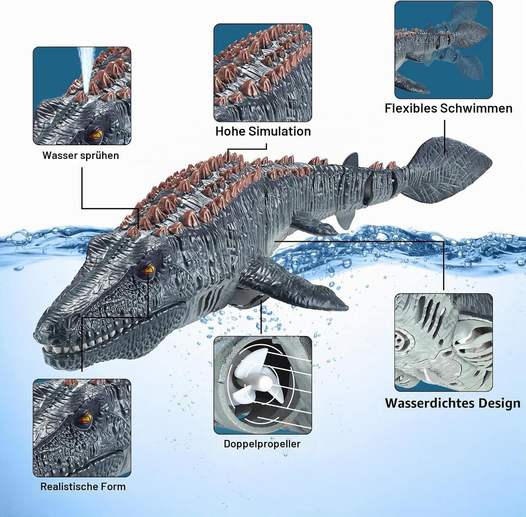 Ferngesteuertes Mosasaurus Spielzeug für Kinder, Ferngesteuertes Elektrisches Dinosaurier Boot mit S