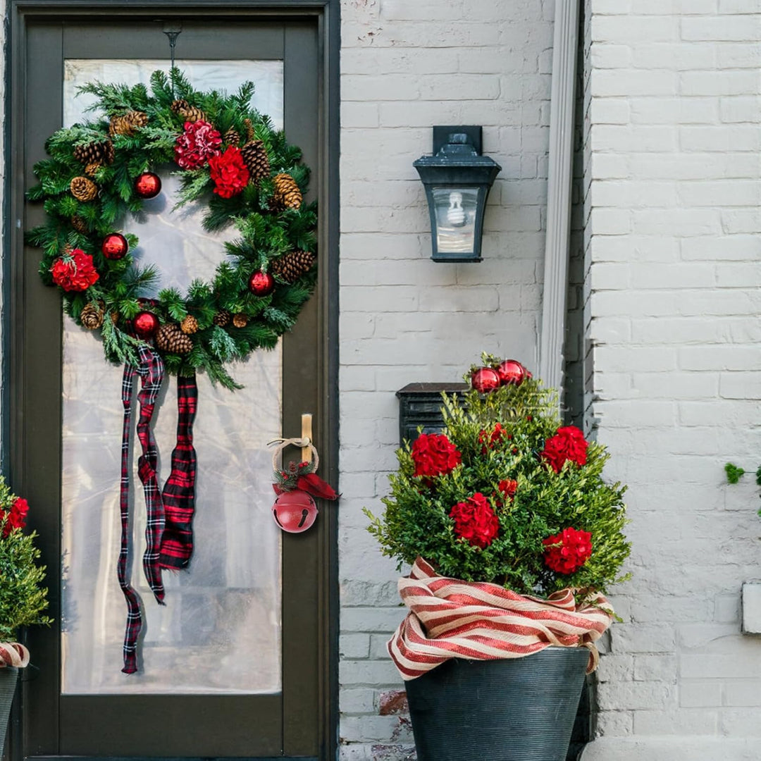 MAGICLULU Weihnachts-Glöckchen-Türhänger Grosse Tür-Hängeglocken Mit Tannenzapfen Beeren-Eisen-Stern