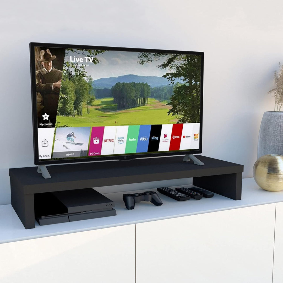 Henor Riser Halterung für TV aus Holz 90 x 35 x 15 cm Graphit. Unterstützt 60 kg. 90x35x15 Graphit M
