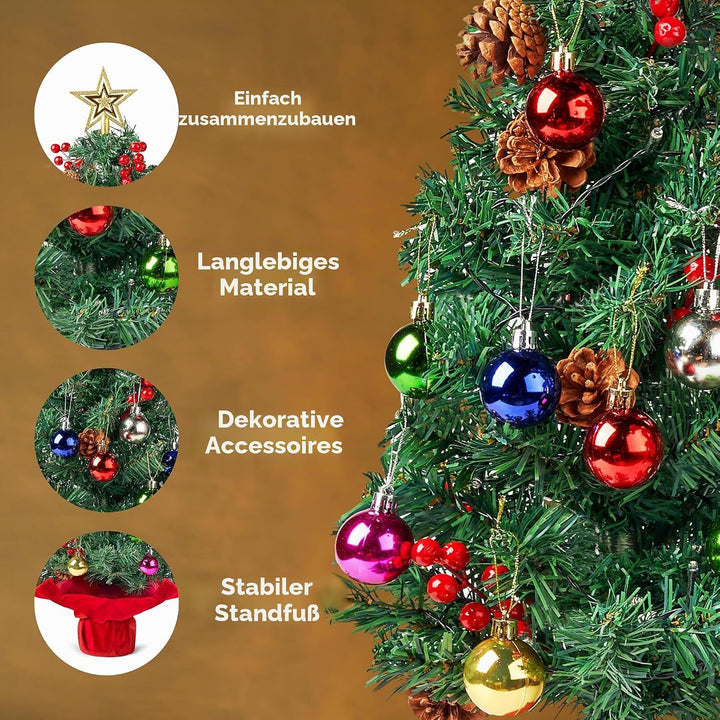 Joiedomi 24" Prelit Tabletop Weihnachtsbaum mit warmen Lichtern, Stechpalmen Beeren, Tannenzapfen fü