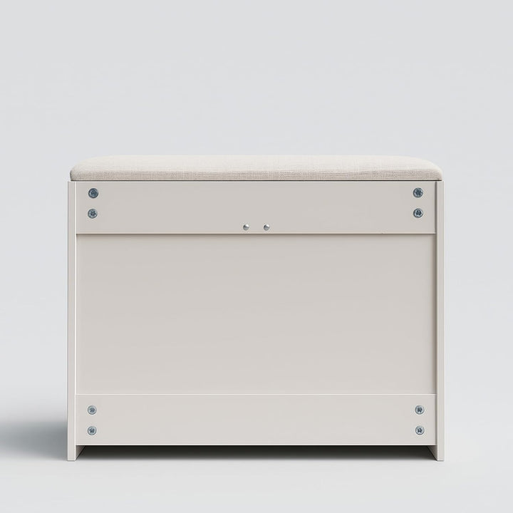 BOXIMO MDF Schuhschrank mit Sitzbank und ausziehbaren Regalen, Polyester Polsterung, 57 x 30 x 53 cm