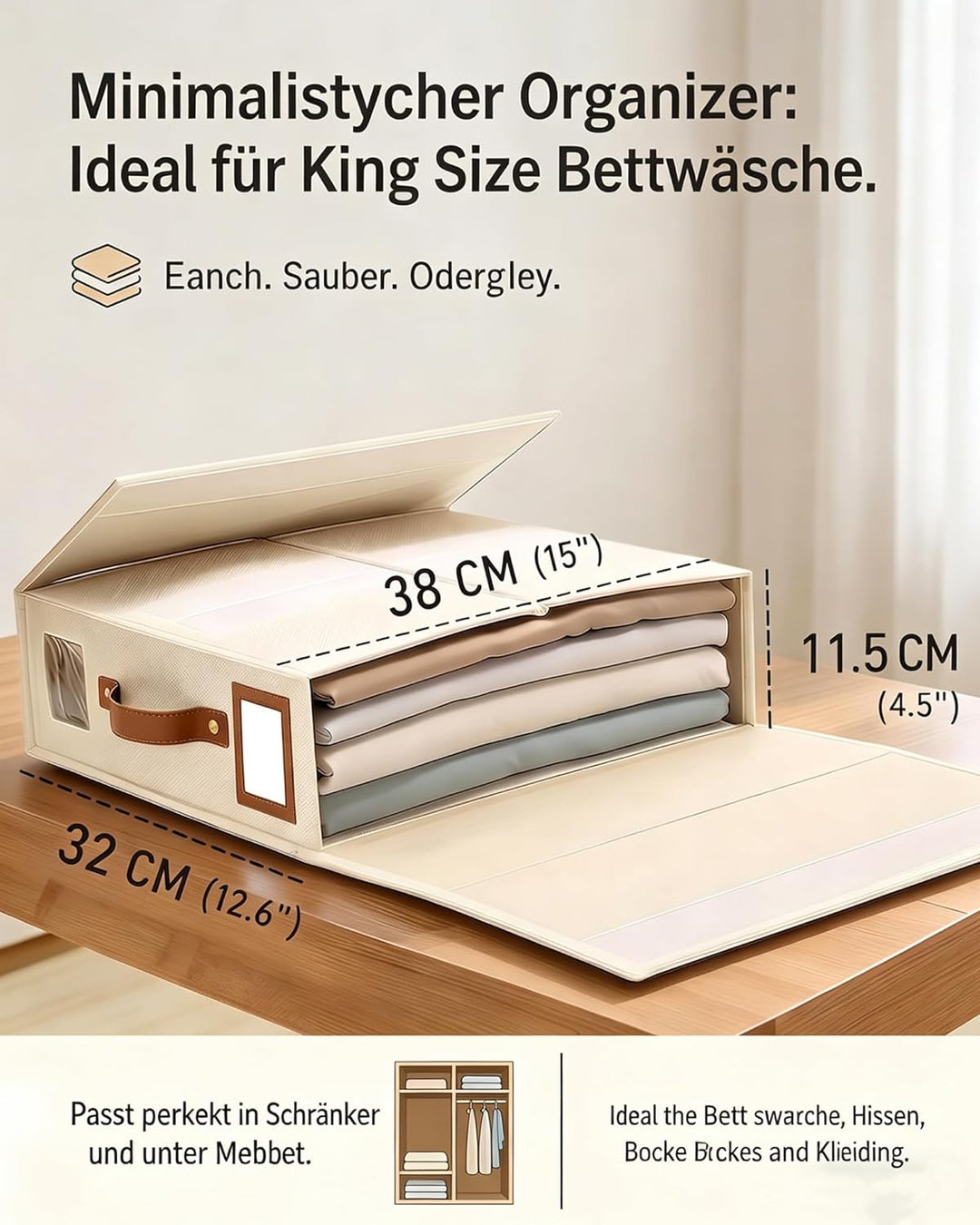 Leinen bettwäsche organizer box | 3 aufbewahrungsbox bettwäsche, atmungsaktiv mit Transparentem Fens