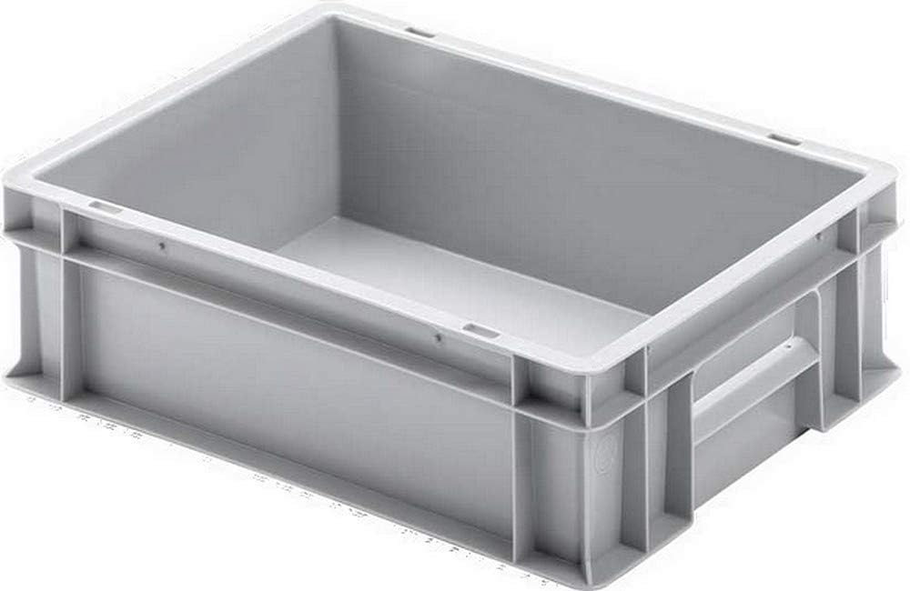 BRB 16x Euro-Stapelbehälter mit 2 Griffleisten, LxBxH 400x300x120 mm, 11 Liter, grau