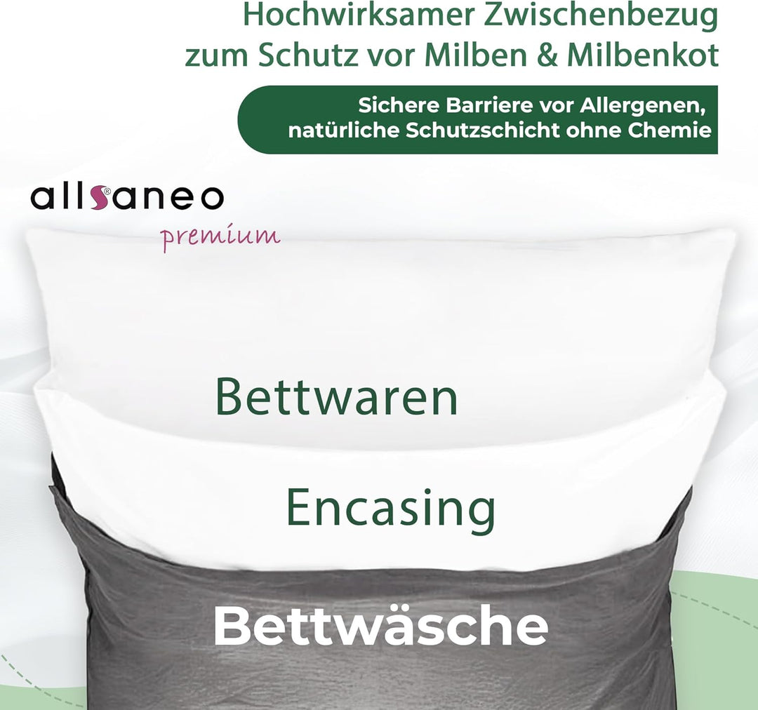 allsaneo Premium Allergiker Matratzenbezug 80x200x20 cm | Allergie Bezug extra weich und leicht | An