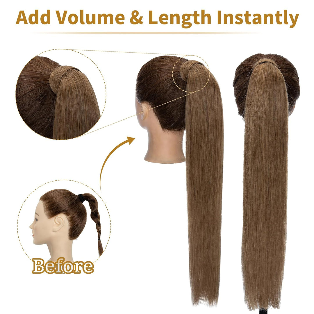 SEGO Ponytail Extension Echthaar Pferdeschwanz Zopf Haarteil Haarverlängerung Hair Piece Haar Hitzeb