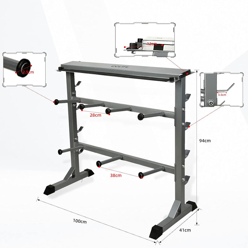 CCLIFE Hantelablage Hantelständer Kurzhantelablage Hantelbaum Stahl Gewichteständer Langhantelablage