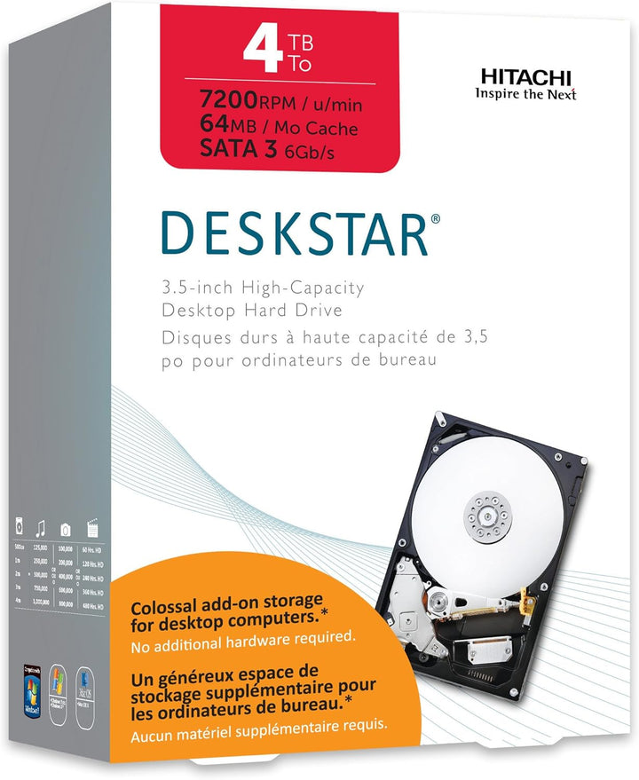 Hitachi 0S03363 4TB interne Festplatte (8,9 cm (3,5 Zoll), 7200rpm, 64MB Cache, SATA)