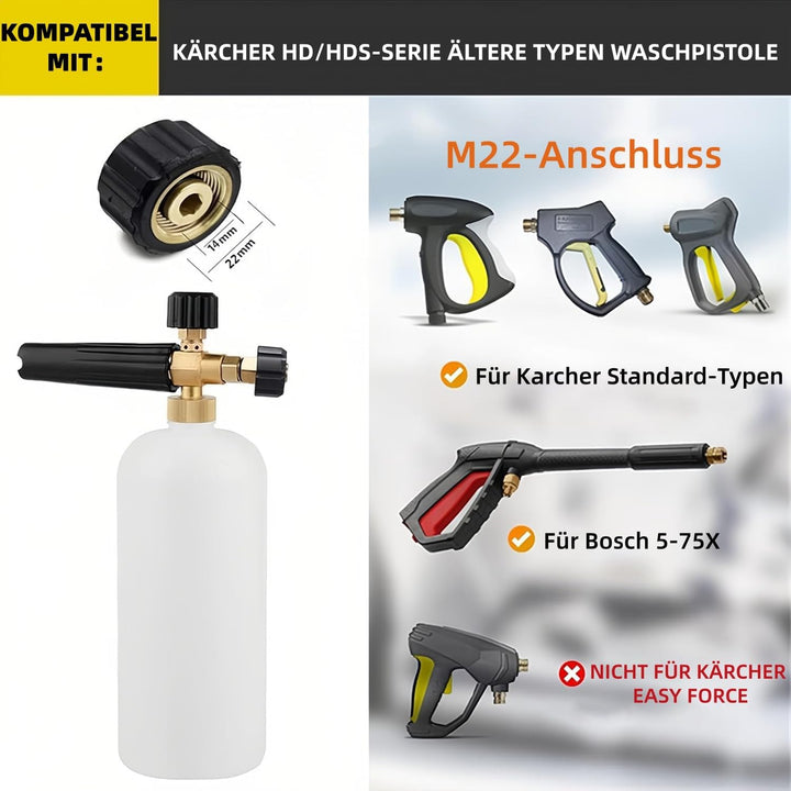 Schneeschaum Lanze schaumkanone Auto Wash Schaumlanze mit Verstellbarer Schaumstoff Düse, 1L Seifens