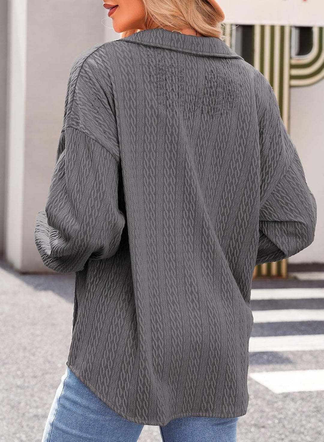 Dokotoo Bluse Damen Musselin Langarmshirt Baumwolle Lässig Oberteile Hemd Langarm Einfarbig Tops Far